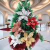 New 24cm Velvet Christmas Flowers Artificial Flowers Christmas Tree Fabric Insert Floral Decor Atmosphere Arrangement Ornament