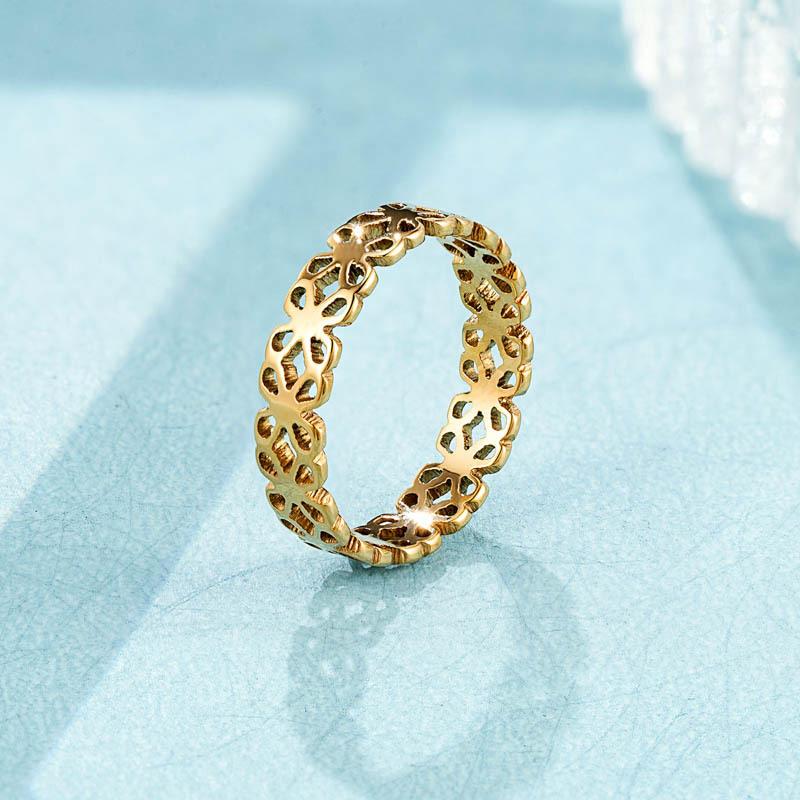 Simple Hollow Ring, Four-leaf Clover Ring Ins Feminine Non-fading Jewelry