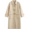 INMAN Women's Alpaca Silk Blend Double-Faced Wool Toggle Coat