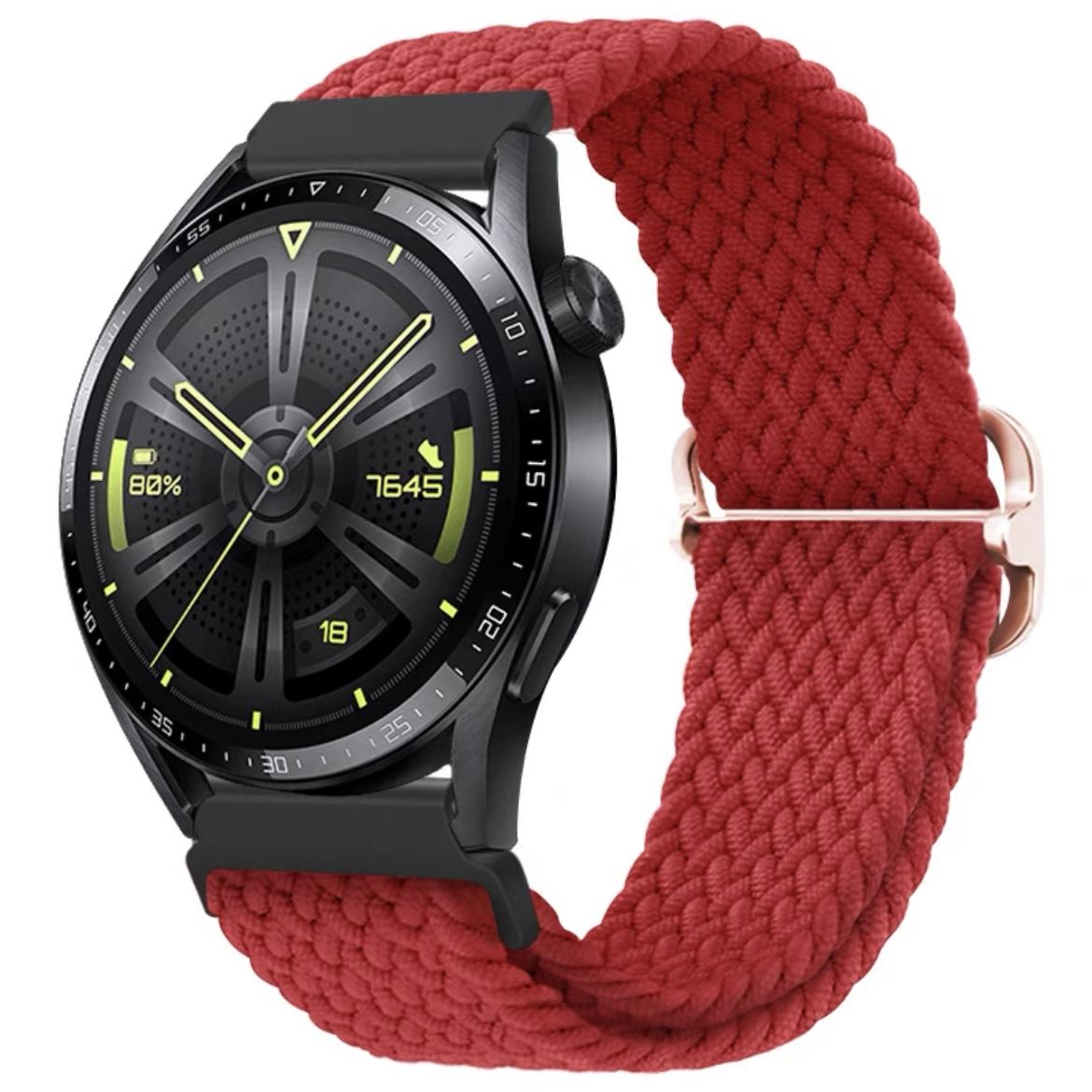 

Еластичний нейлоновий ремінець для Samsung Galaxy Watch 7 6 5 4 Classic 20 мм плетений сольний ремінець для Huawei Watch GT5 3 4Pro 22 мм браслет Strap width 22mm червоний