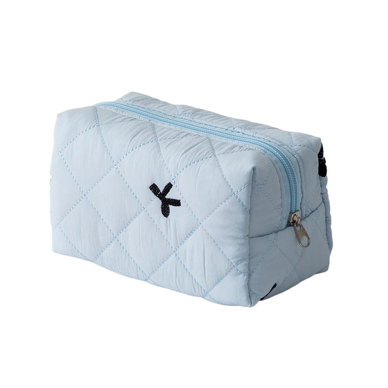 

Cute Bow Tie Makeup Bag Aesthetic Makeup Organizer Travel Toiletry Pouch Portable Makeup Storage For Women синій