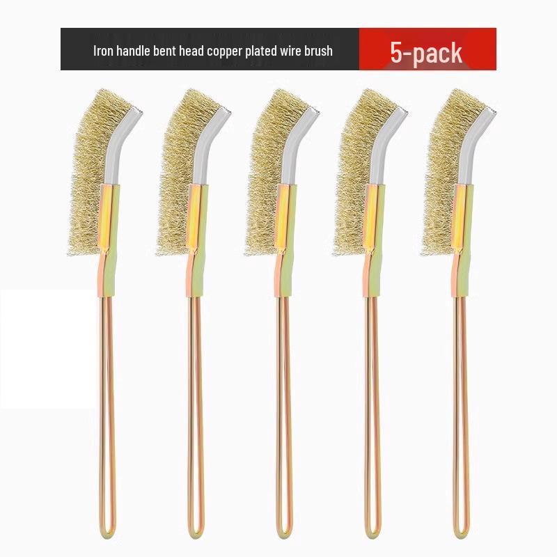 Long-Handled Stainless Steel & Copper Wire Brush for Rust and Groove Cleaning