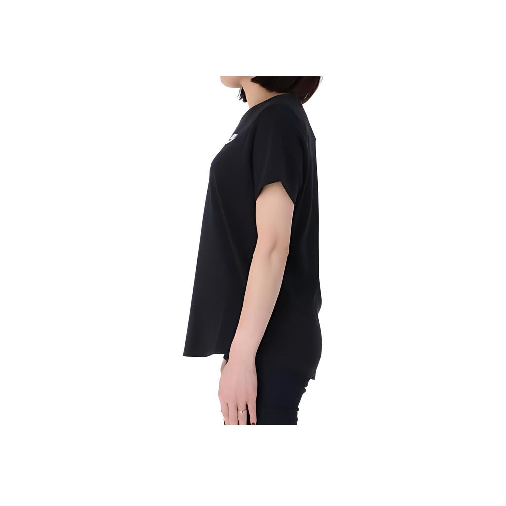 Nike T-shirt da donna con logo ricamato, girocollo, maniche corte, sportswear, nera DX7903-010