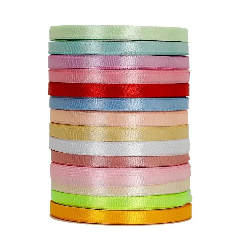 6mm Satin Ribbon DIY Artificial Silk Material Christmas Halloween Wedding Birthday Party DecorationHandmade Bows Gift Wrapping