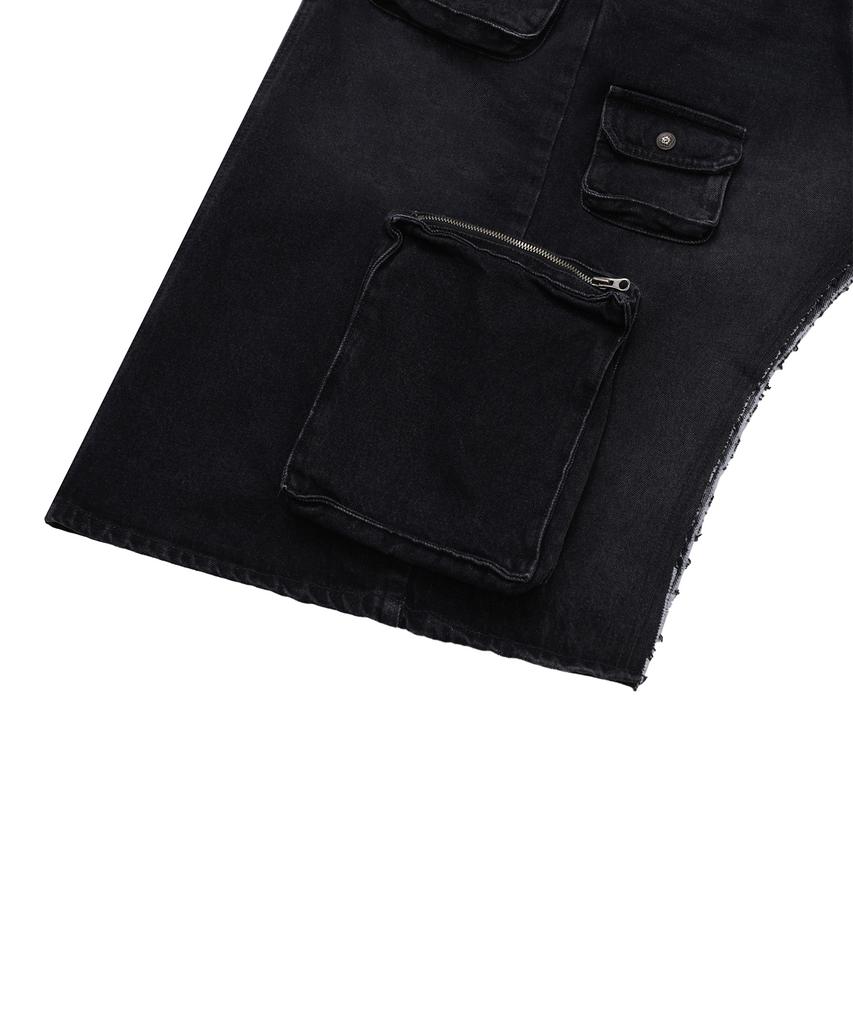 Ulkin [Runway] Artificial Cargo Midi Skirt_Charcoal