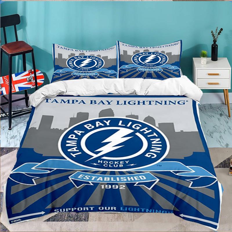 Tampa Lightning Logo 3PCS Bedding set,Ideal for 1pc Duvet Cover And 2pcs Pillowcases Perfect for Fan gift,Ideal for Bedroom, Dormitory