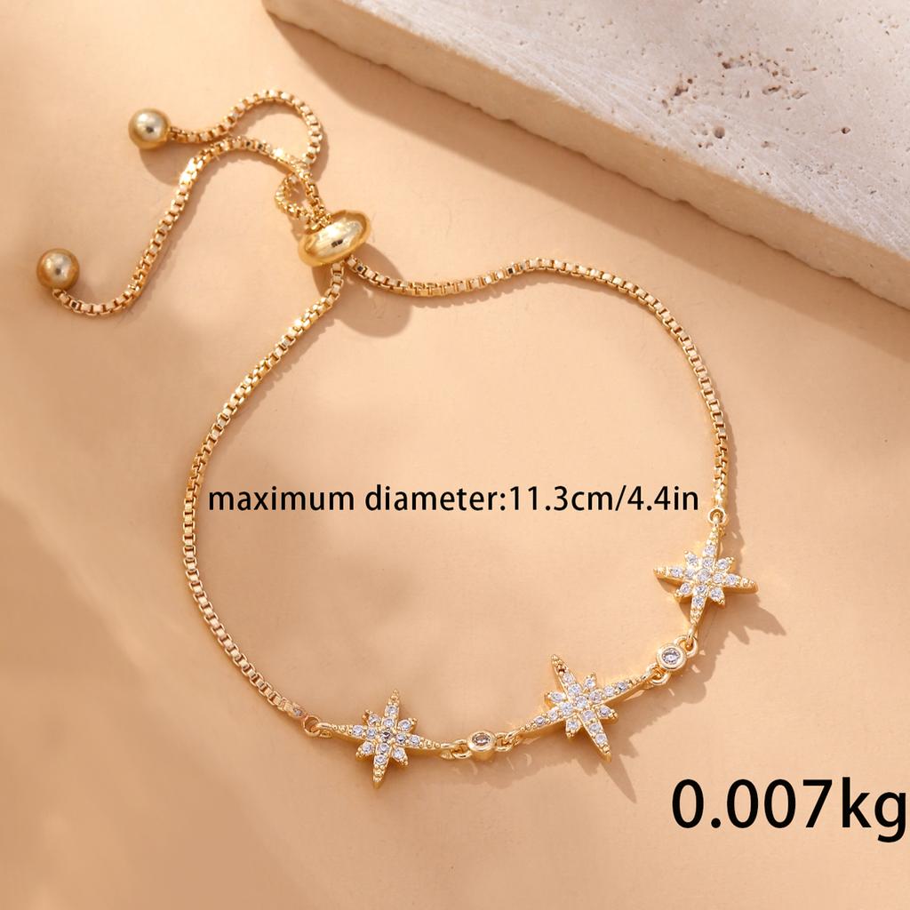 European American Style Eight-Pointed Star Zircon Bracelet for Women Cubic Zirconia Simple Versatile Bracelet Charm Jewelry Gift