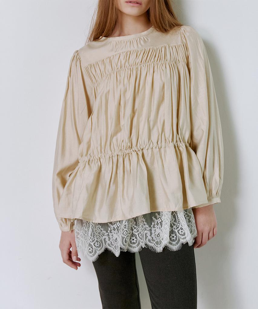 GANISONG Romantic Layered Blouse_Beige