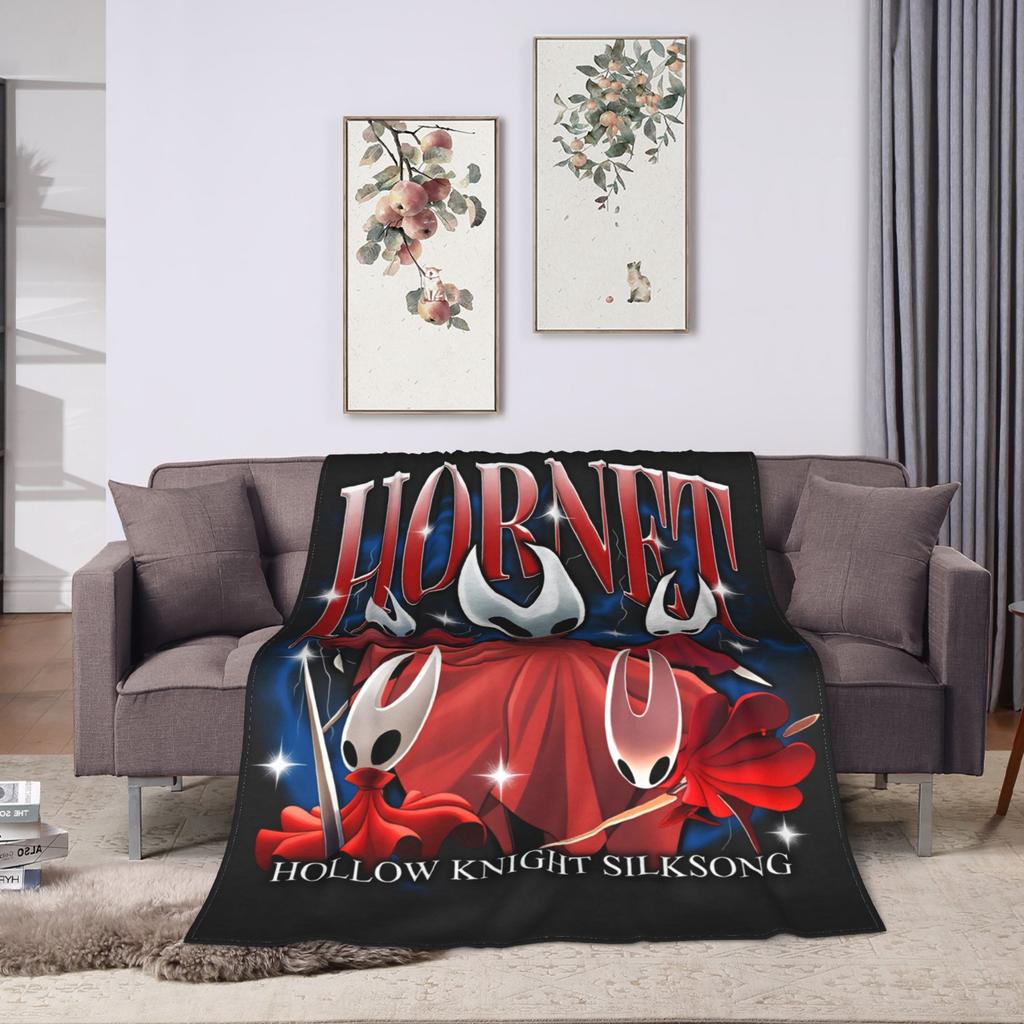Super Warm Blanket Airplane Travel Hollow Knight Silksong Throw Blanket Flannel Bedspread For Couch Chair Pattern Sofa Bed Cover