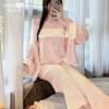 New Chinese rose embossed suspender cardigan pajamas three-piece set autumn and winter new island velvet thickened warm loungewear
