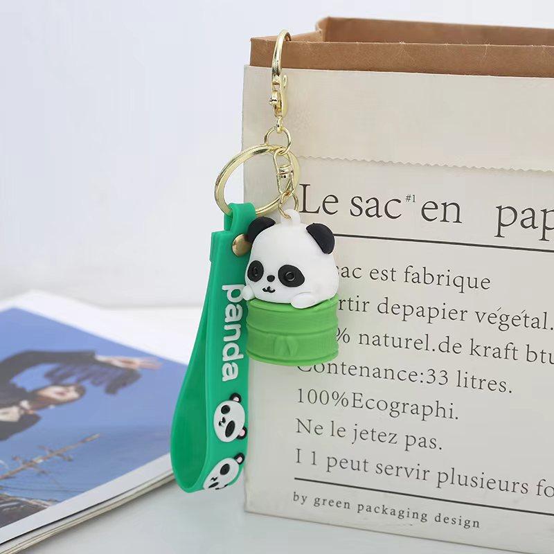 Cartoon China-Chic Bamboo Panda Key Chain Couple Backpack Pendant Car Doll Machine Small Gift