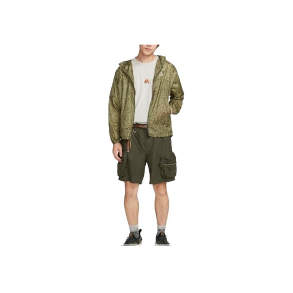 Nike Casual Camouflage Print Long Sleeve Jacket Men Outerwear Khaki DO6269-334