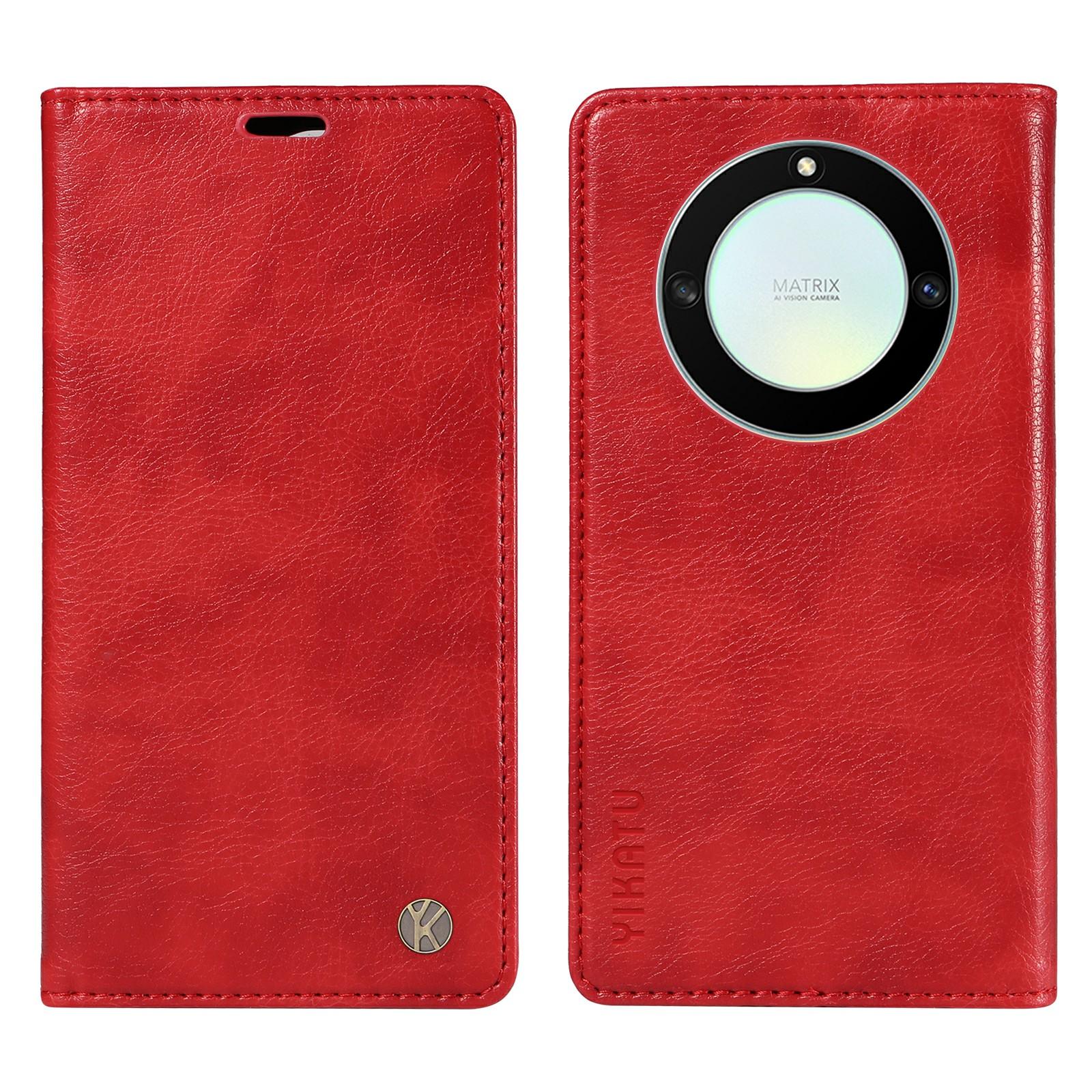 

YIKATU YK-006 For Honor X40 5G/X9a 5G/Magic5 Lite 5G Leather Case Litchi Texture Phone Wallet Cover Red