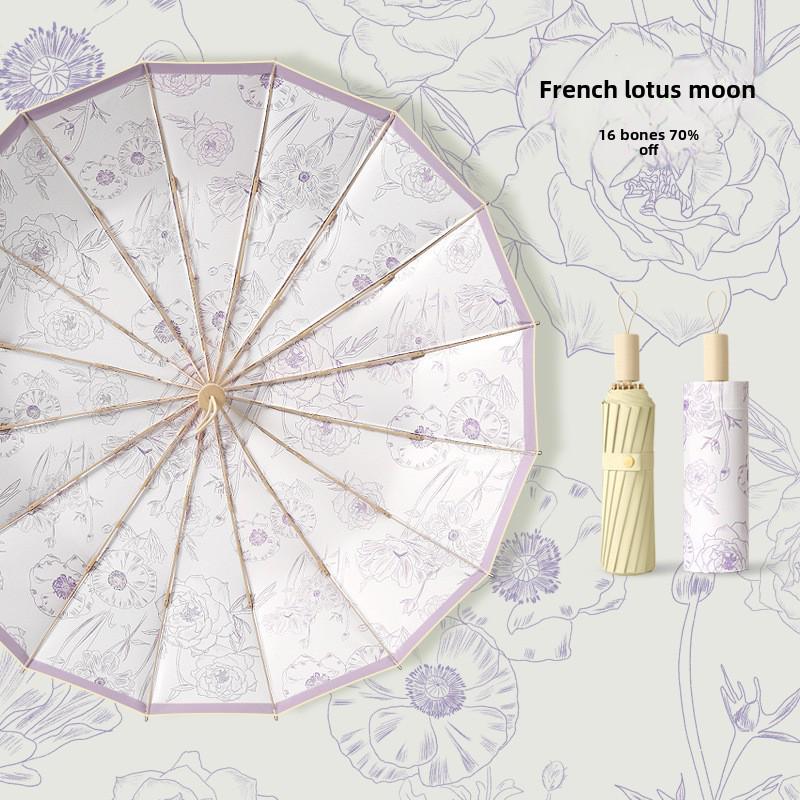 Extra großer 16-Speichen-Sonnenschutzschirm – UV-beständig, faltbar, doppelt verwendbar für Sonne und Regen