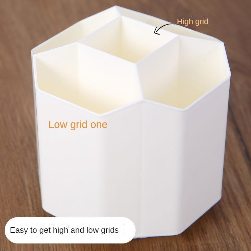 360-Degree Rotating Pen Holder Desktop Storage Box Office Multi-Functional Creative Large Capacity Cute Girl Heart Ins