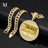 New European and American Hip Hop Trendy Men's Necklace Large Disc Dinner Pendant Alloy Full Diamond Cuban Chain