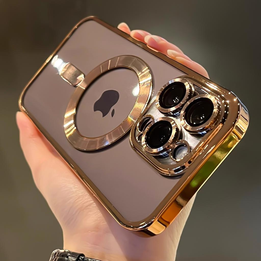 Gjennomsiktig galvanisert magnetisk deksel til iPhone 16 Pro Max 16 Plus 14 13 12 11 15 Pro Max For Magsafe trådløs lading telefondeksel