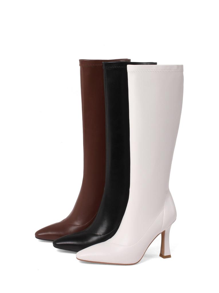Small White Boots Children Skinny Boots Long Boots But Knee High Heel High Boots Pointed