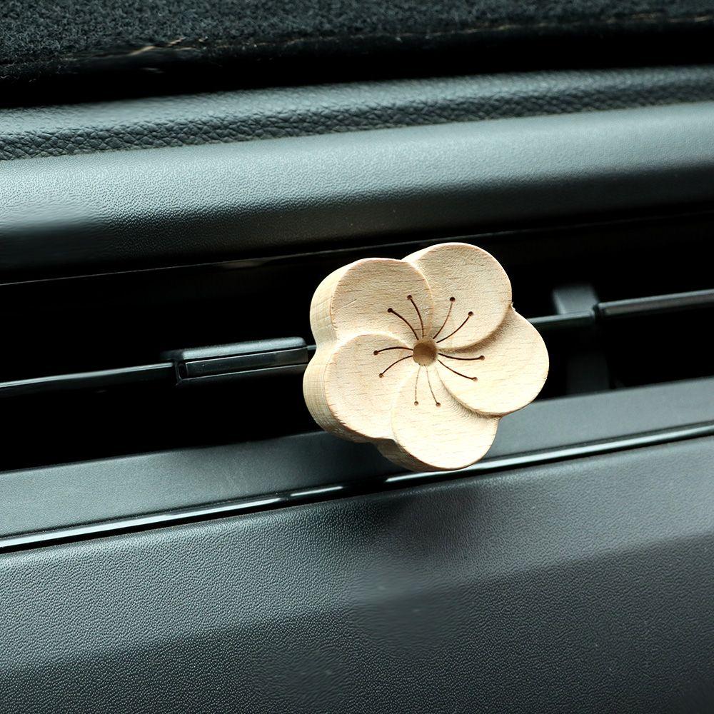 1Pc Diffused Wood Aroma Essential Oil Diffuser Essential Oil For Sleep Flower Shape Wooden Essential Oil Aromatherapy Car Supply Air Fresheners 2