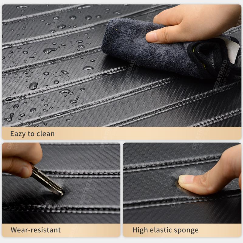 Carbon Fibre style Floor Mats For GAC Trumpchi GS8 7-Seat   Foot Carpet Cover Automobile Interior Accessories