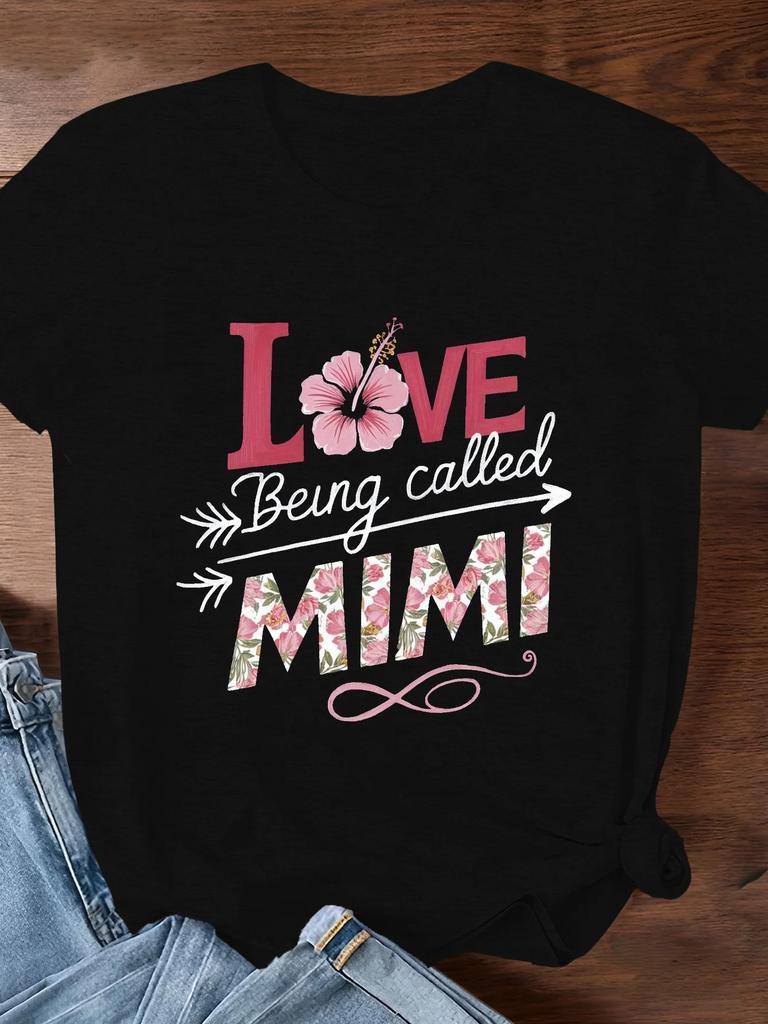 Mimi Hibiskus Damen Komfort T-Shirt Süßes Kurzarm Rundhals Oberteil Damenbekleidung y2k Oberteil T-Shirt Damen