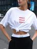 Red Oversized T-Shirt with Amore Amore Amore Print Women's T-Shirt  Simple Design Summer Fashion Tee Boutique Drop Sleeve