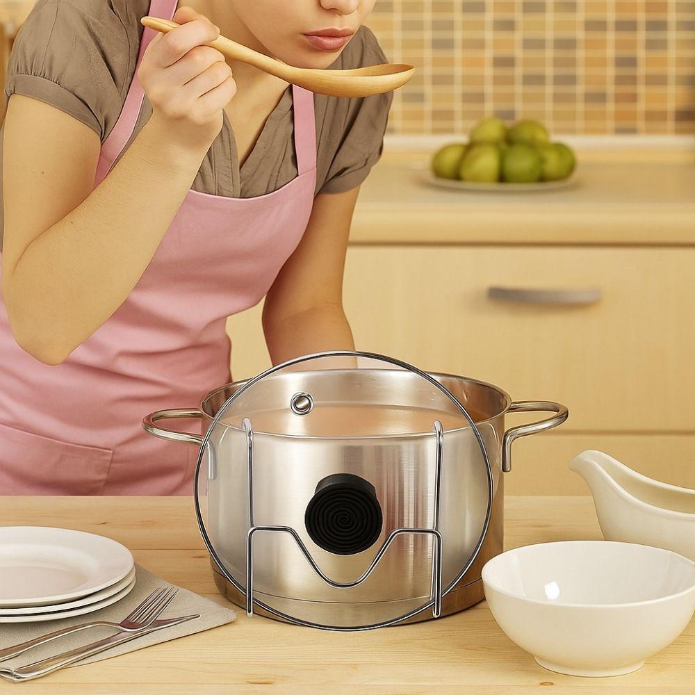 2pcs Anti-Tip Pot Lid Holder Non-Slip Lid Organizer Multifunctional Lid Storage Stand  Desktop