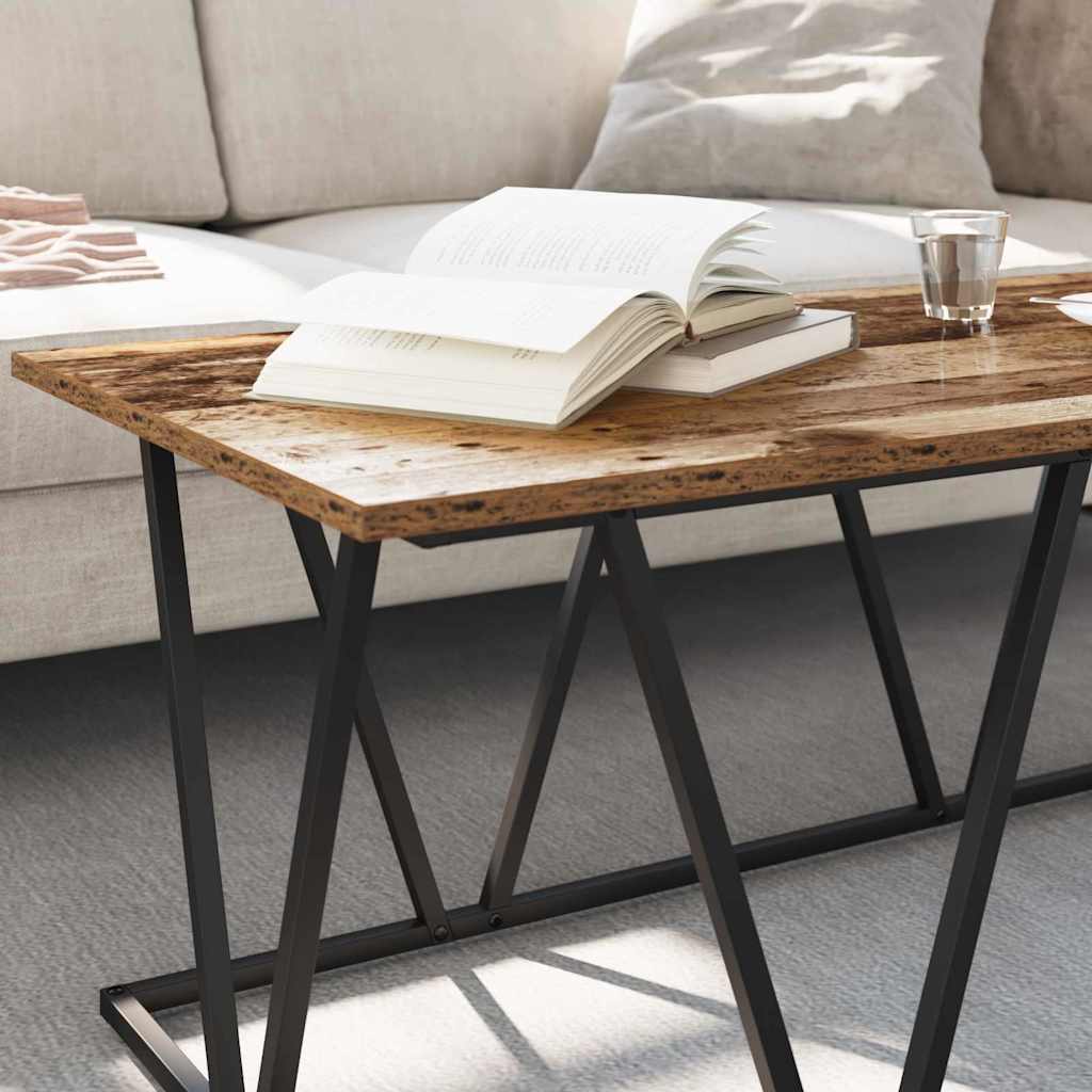 Coffee Table Made of Reclaimed Wood 100 X 50 X 40 Cm Plywood and Metal
