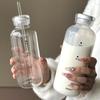 High-Temperature Resistant Glass Cup with Double Lid & Straw - Portable Large Capacity for Cold Brew, Coffee, Milk, or Water