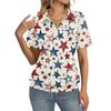 Women's Casual Short Sleeve V Neck Top with Independence Day Print Relaxed Fit Lightweight Blouse for Everyday Wear