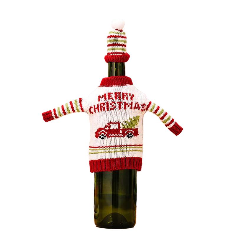 

1 шт. Украшение магазина Рождественское украшение Украшение ресторана Атмосфера Чехол для винной бутылки Вязаный узор Милый Разноцветный