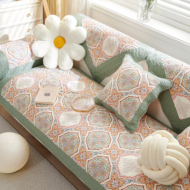 

Подушка для дивана из американского хлопка, нескользящая ткань, деревенский маленький свежий чехол для дивана, полотенце, Four Seasons General Sofa Sitting 70*180cm зелёный