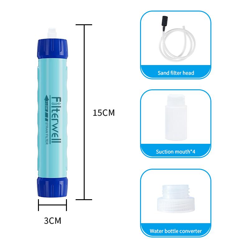 Filterwell Small Outdoor Water Filter Straw Personal Drinking Purifier System For Survival Gear Travel Camping Hiking