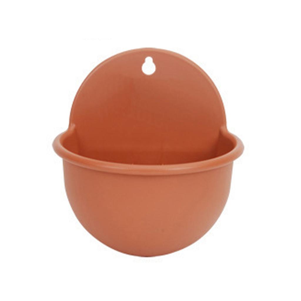 Wall Planter Semi Circular Resin Wall Hanging Flower Pot for Balcony Garden Patio 21.5x21x16.2cm Pottery Tea Color