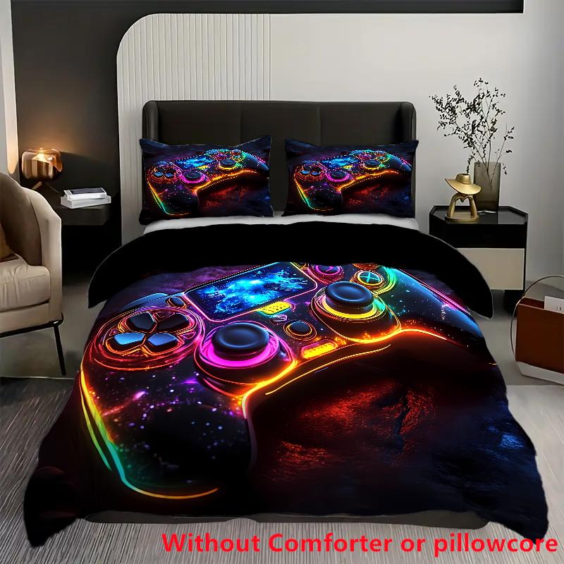 

Colorful Gamepad 3D Print Quilt Cover Set Fashion Cool Fragment Game Console Bedding Set Polyester Soft Comfortable Duvet Cover 135x200cm 2pcs