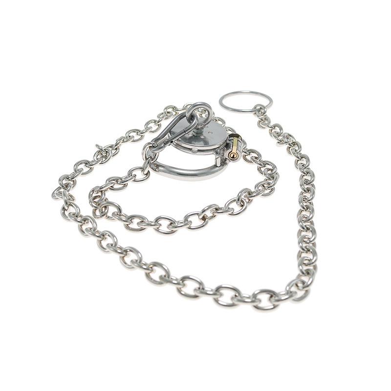 Stainless Steel Flat CB Lock Penis Cage Chastity Cleaner Sex Tool Couple Sex Product with Rope Walking Dog