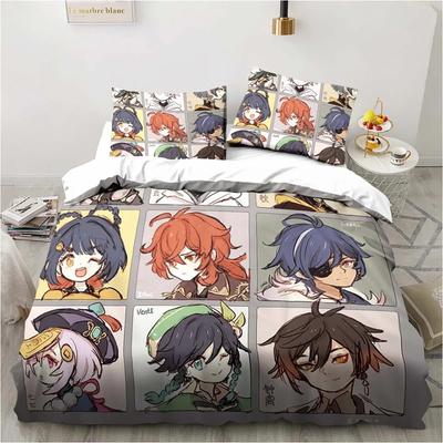Cartoon Anime Genshin Impact Game Bedding Set for Bedroom Bedspreads for Bed Linen Comefortable Duvet Cover Quilt and Pillowcase
