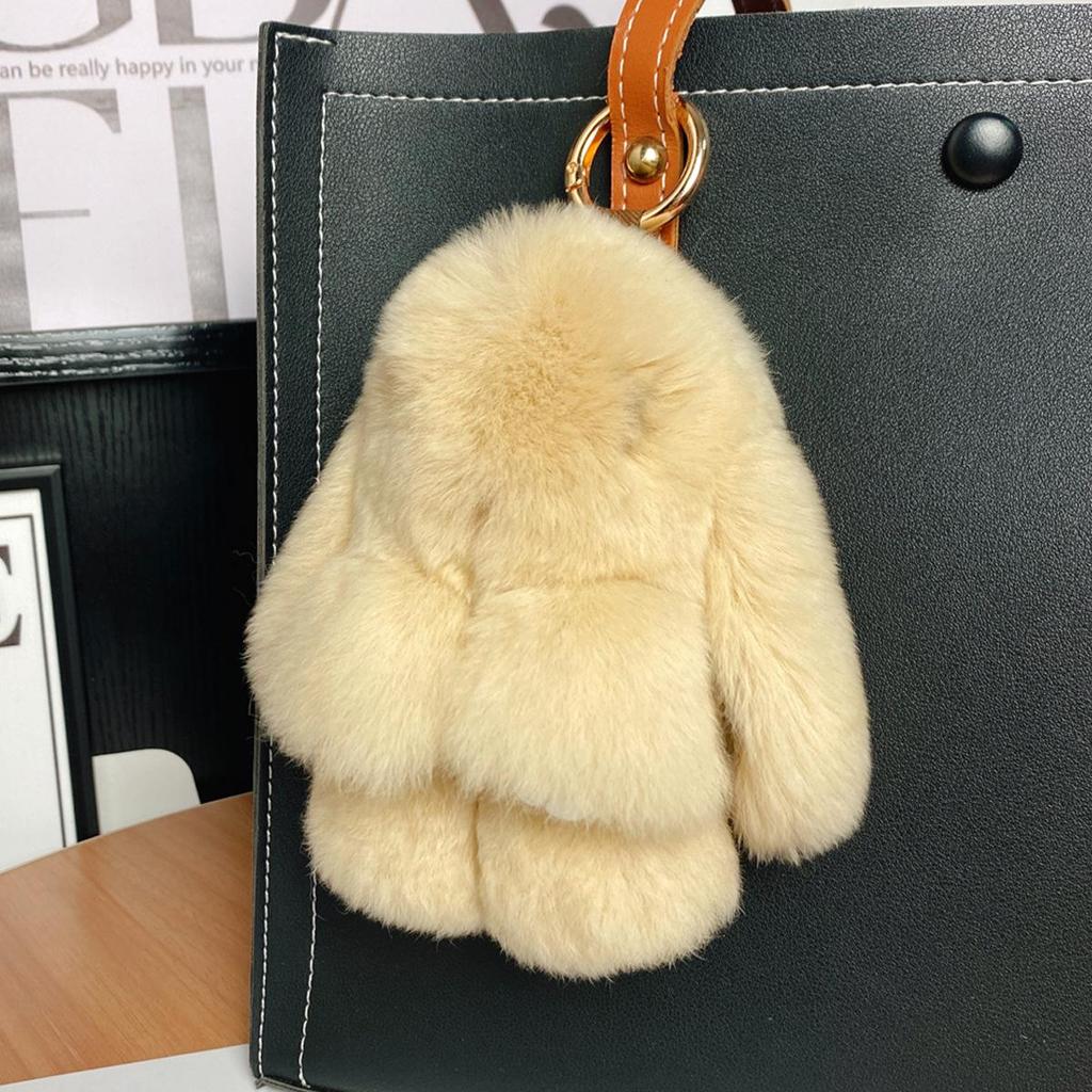 Mini Rex Rabbit Fur Pom Pom Keychain Bag Charm Keyring