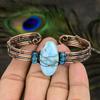 Natural Republic Larimar Gemstone Copper Wire Wrap Cuff Bangle Adjustable y5Q42