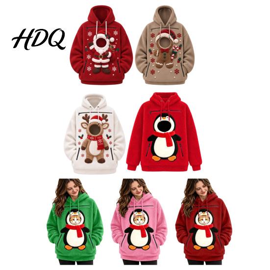 Zachte Polyester Draag Hoodie Pullover Kerst Huisdier Mannen Sweatshirt voor Vrouwen met Kangoeroe Vakantie Liefhebber