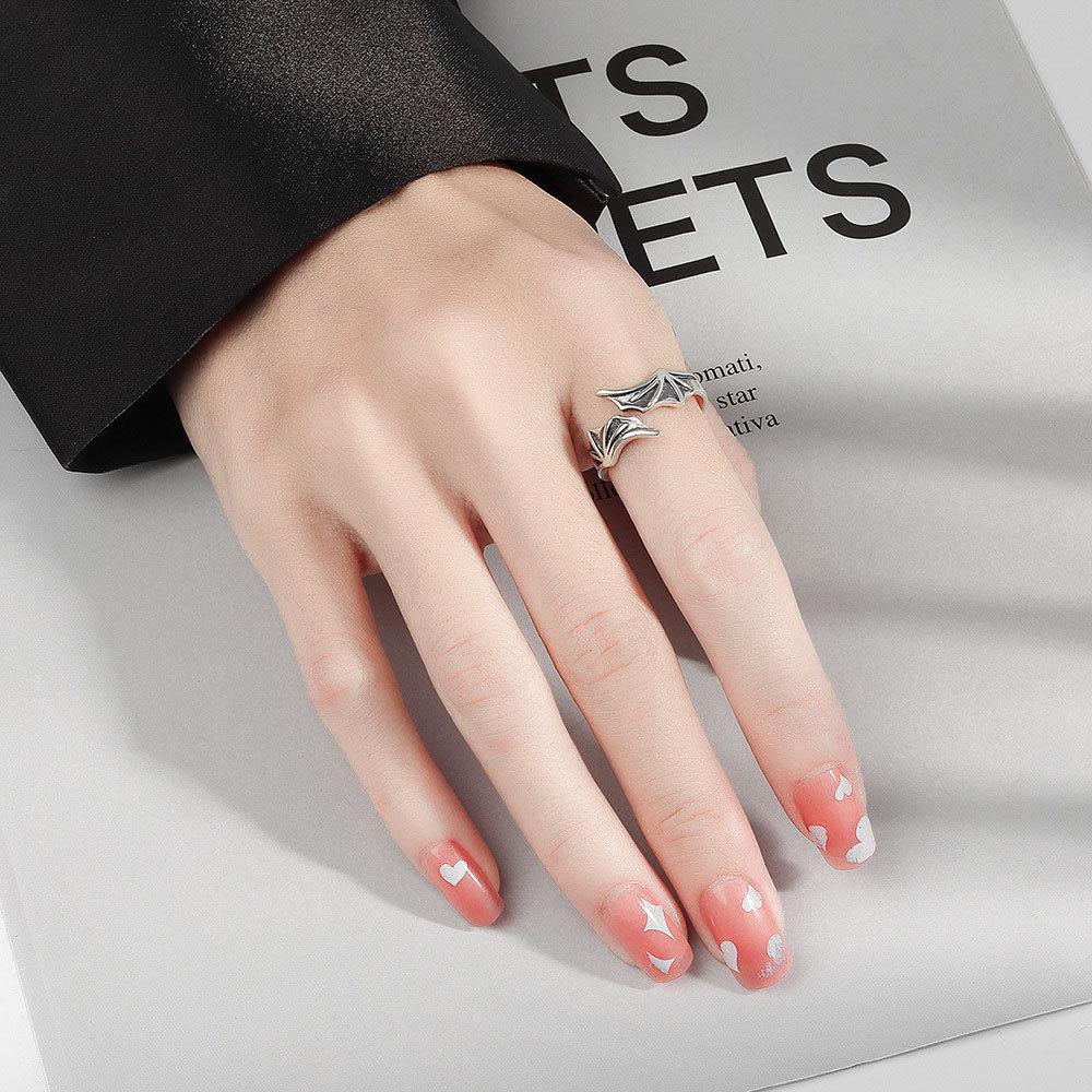 Vintage Angel And Devil Wing Couple Rings Personalized Open Design Matching Bands For Men And Women Jewelry