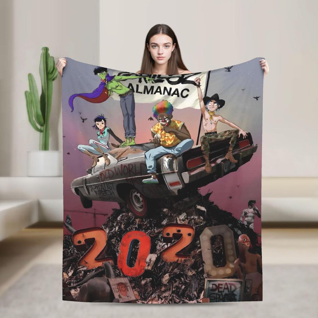 British GorillazS Virtual Band Rock Hip-Hop Blanket  Warm Soft Novelty Plush Throw Blanket For Travel Office Flannel Bed Cover