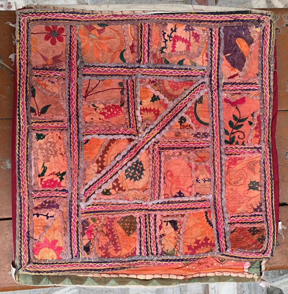 Old Stock Traditional Indian Patchwork Pillow Cover | Handcrafted Textile Art