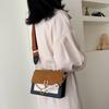 One-shoulder Cross-body Fashionable Frosted Contrasting Square Bag