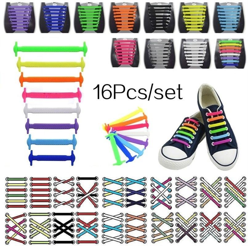 

16 шт./компл. силиконовые шнурки эластичные шнурки для обуви специальные шнурки без завязок для мужчин женщин шнуровка резиновые шнурки