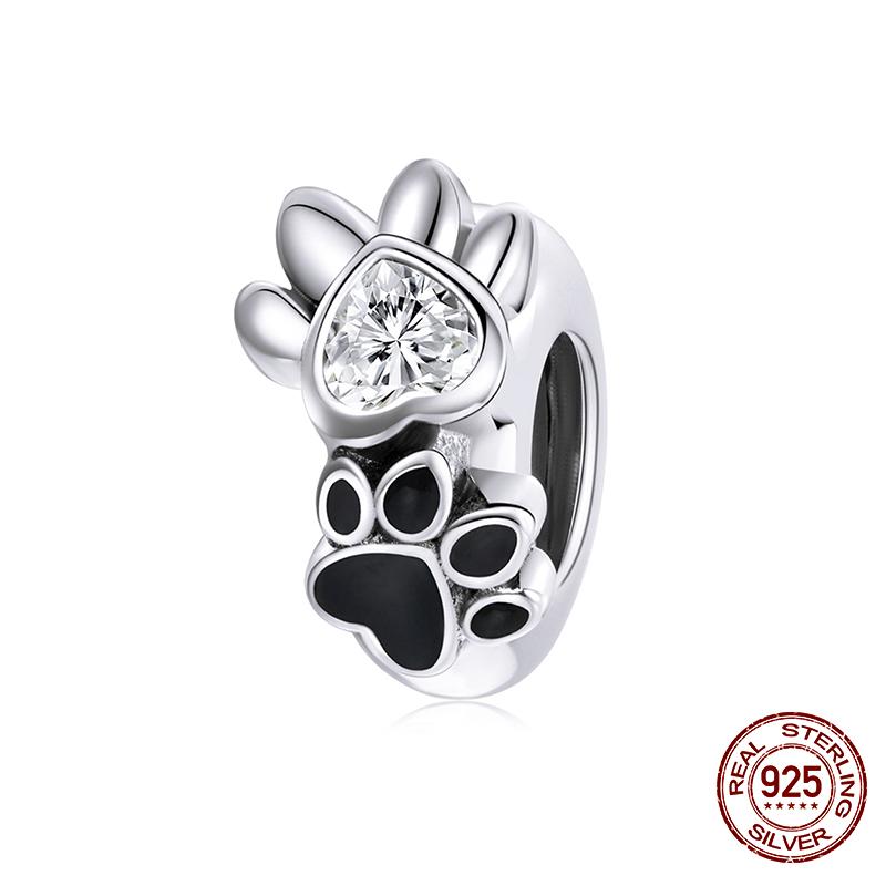 WOSTU Real 925 Silver Heart Beads Flower Retro Pattern Charms Pendant Fit Original DIY Bracelet Necklace Silver Jewelry