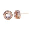 Popular European and American Full Diamond Zircon Round Stud Earrings for Men and Women