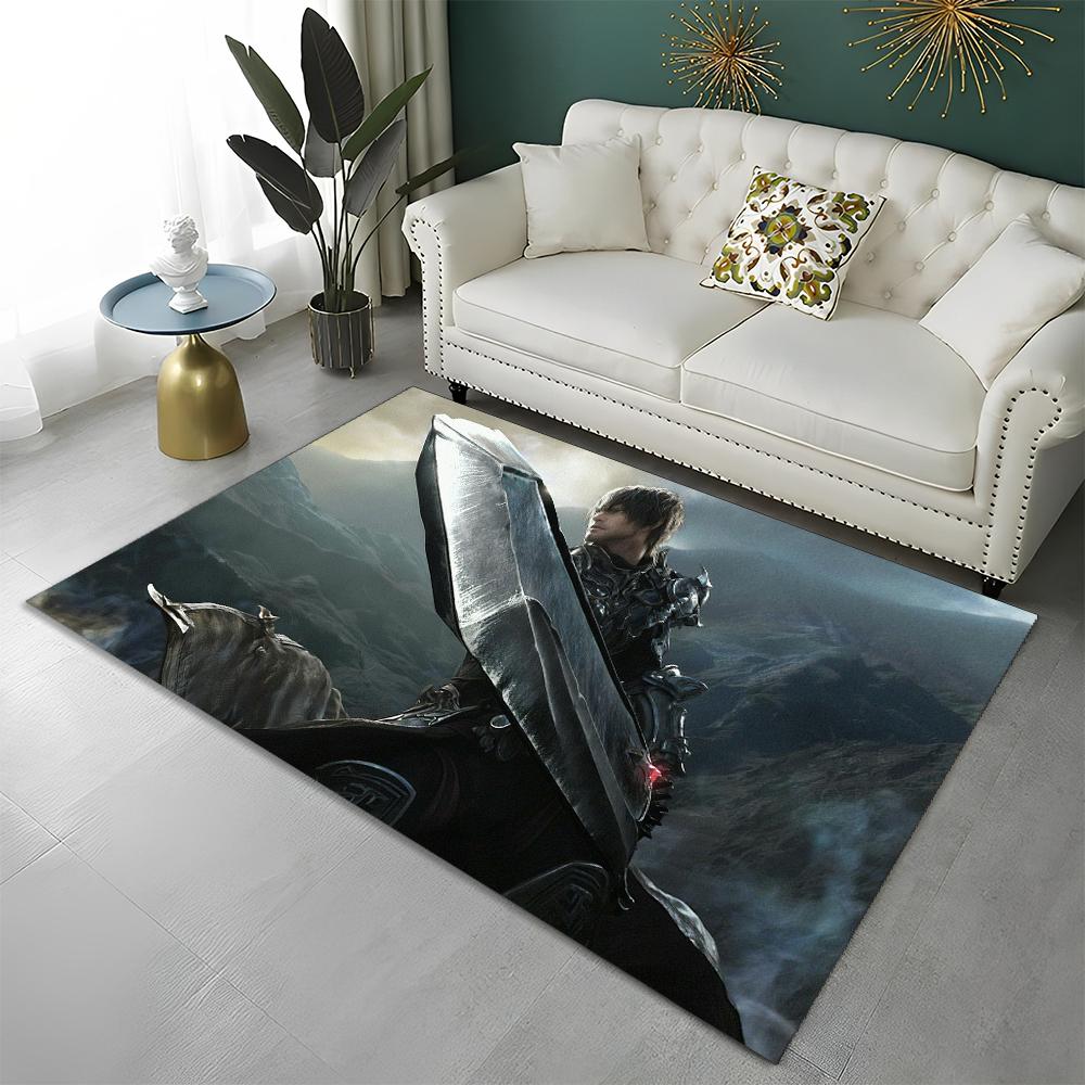 3D Final Fantasy Spiel Gamer FF14 HD Teppich für Zuhause Wohnzimmer Schlafzimmer Sofa Fußmatte Dekor, Kinderbereich Teppich Rutschfeste Bodenmatte