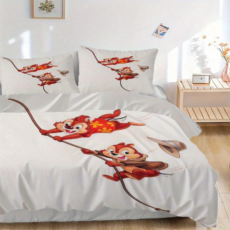 

3pcs Chip & Dale Adventure Quilt Cover Set (1 Quilt Cover + 2 Pillowcases Without Pillow Core), High-Definition Printing for Home and Dormitory.S 135x200cm