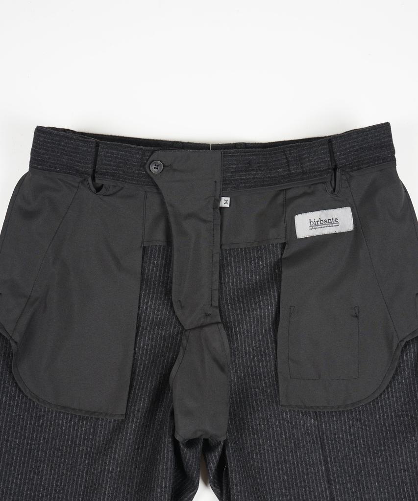 BIRBANTE Spandex S.L Fit Hidden Elastic Waist Slacks - Charcoal Stripe